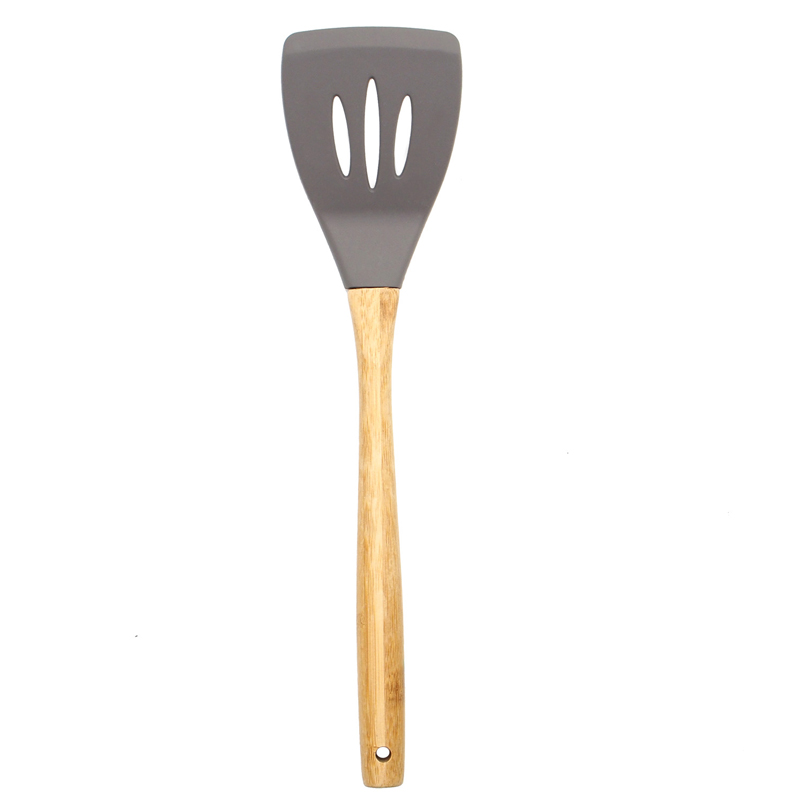Spaghetti Server Spoon Turner Kitchen Tool Silicone Slotted Turner Spatula with Wood Handle